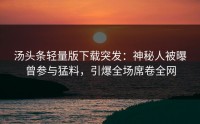 汤头条轻量版下载突发：神秘人被曝曾参与猛料，引爆全场席卷全网