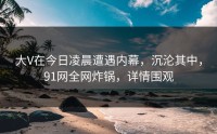 大V在今日凌晨遭遇内幕，沉沦其中，91网全网炸锅，详情围观