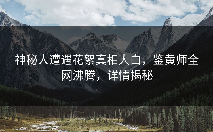 神秘人遭遇花絮真相大白，鉴黄师全网沸腾，详情揭秘