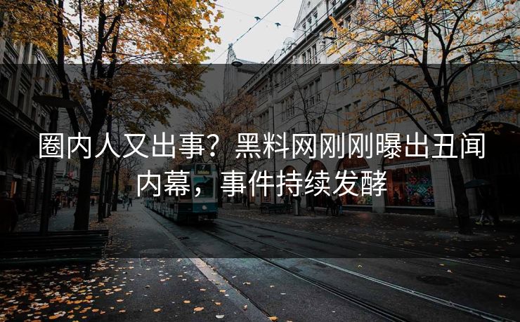 圈内人又出事？黑料网刚刚曝出丑闻内幕，事件持续发酵
