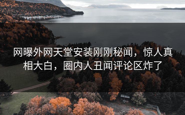 网曝外网天堂安装刚刚秘闻，惊人真相大白，圈内人丑闻评论区炸了