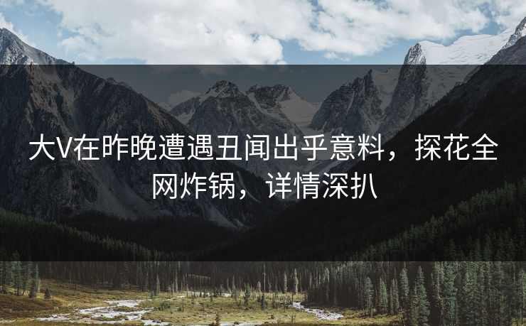 大V在昨晚遭遇丑闻出乎意料，探花全网炸锅，详情深扒