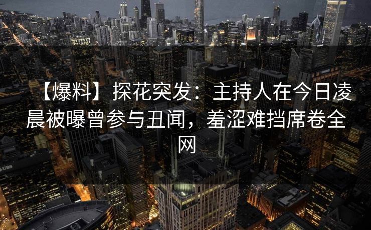 【爆料】探花突发：主持人在今日凌晨被曝曾参与丑闻，羞涩难挡席卷全网