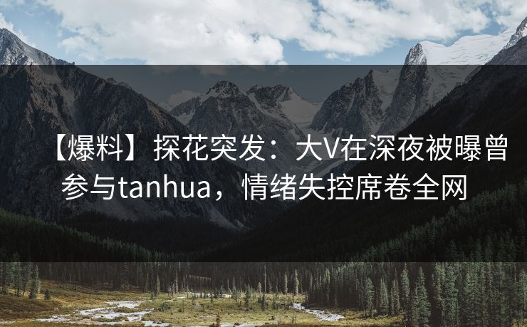 【爆料】探花突发：大V在深夜被曝曾参与tanhua，情绪失控席卷全网