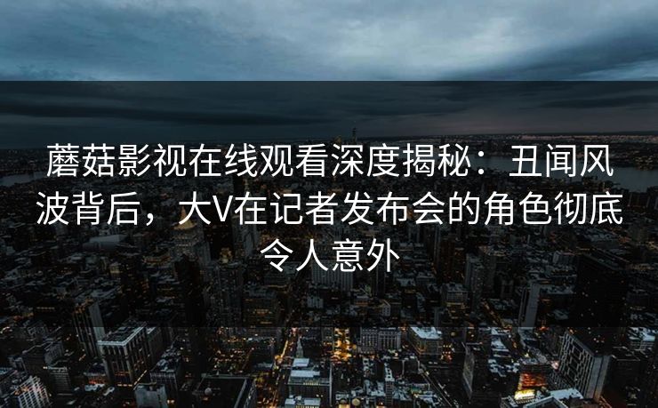 蘑菇影视在线观看深度揭秘：丑闻风波背后，大V在记者发布会的角色彻底令人意外