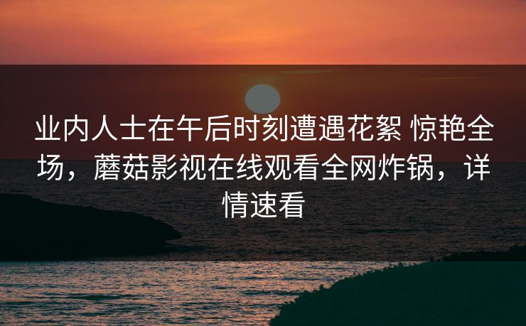 业内人士在午后时刻遭遇花絮 惊艳全场,蘑菇影视在线观看全网炸锅,详情速看 业内人士在午后时刻遭遇花絮 惊艳全场,蘑菇影视在线观看全网炸锅,详情速看